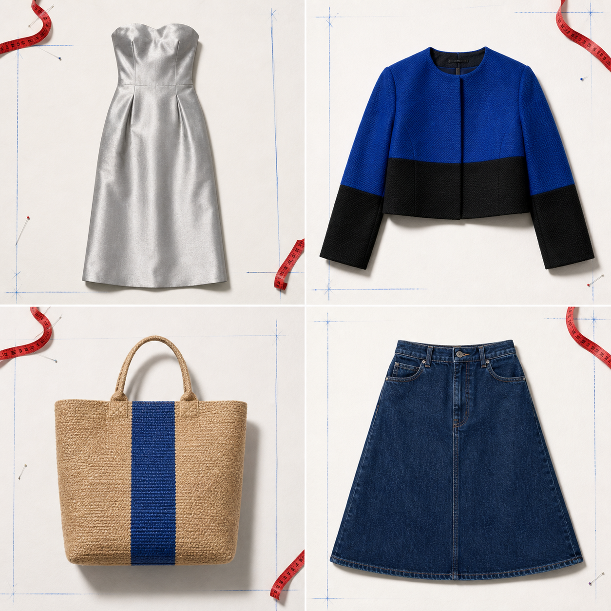 Bolso shopper de yute natural con detalle cobalto